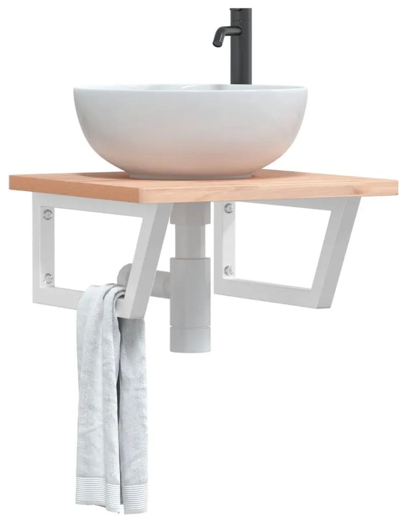 vidaXL Suportes de prateleira p/lavatório 2pcs aço trapezoidais branco