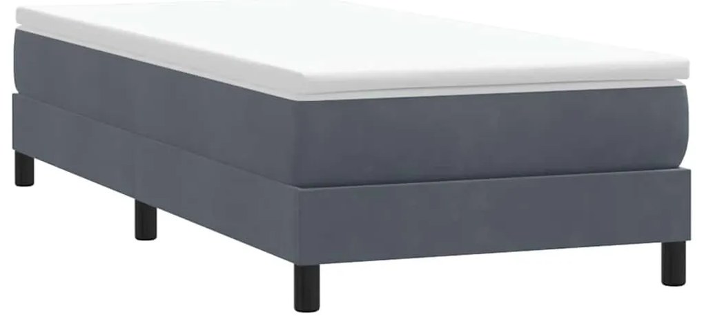 Cama com molas/colchão cinza-escuro 80x210 cm veludo