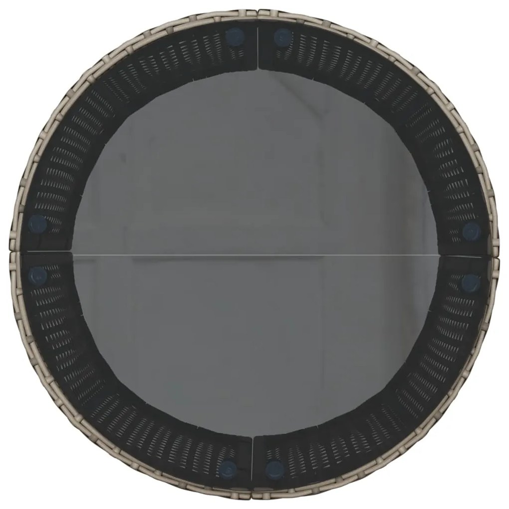 Sofá de jardim com mesa e almofadões semicircular vime PE cinza
