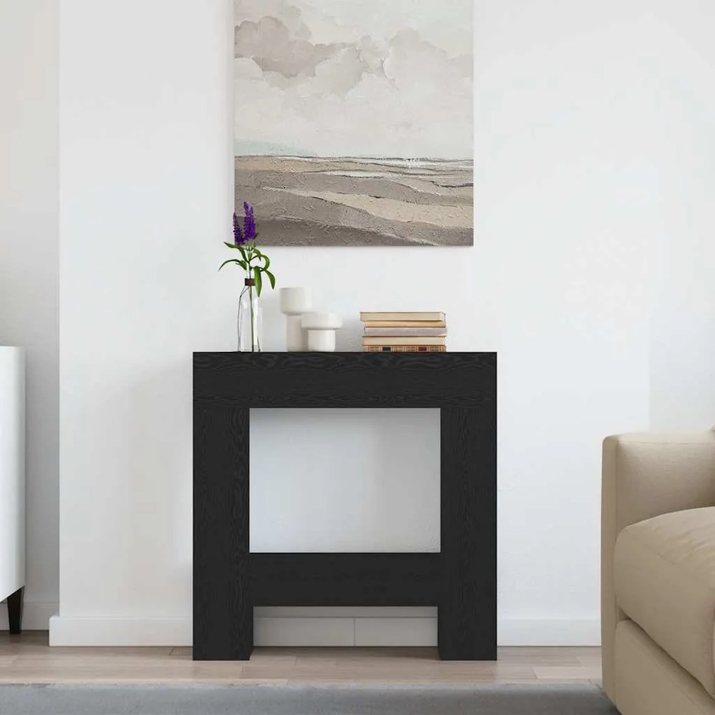 Cornija de lareira 81x18x82 cm deriv. de madeira carvalho preto