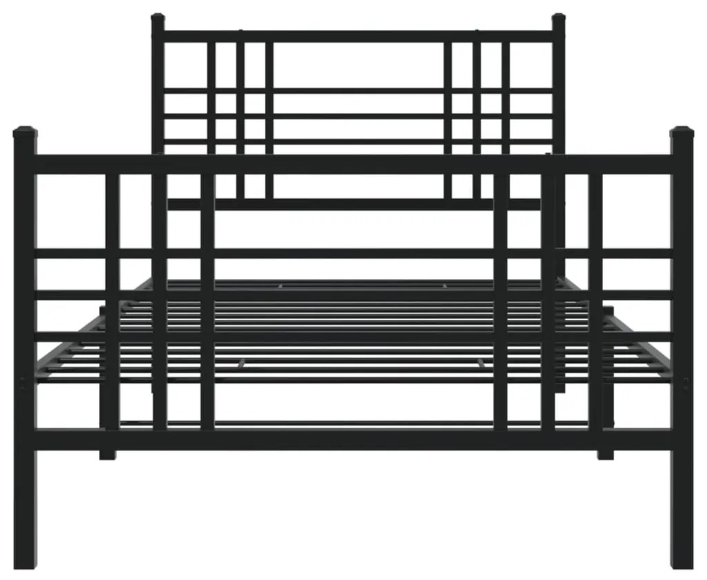 Estrutura de cama com cabeceira e pés 90x200 cm metal preto