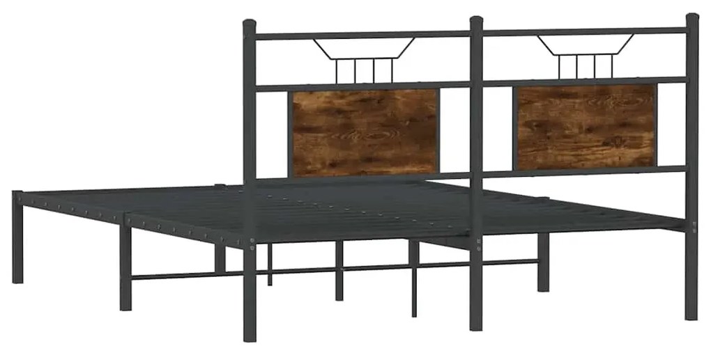 Estrutura de cama s/ colchão derivados madeira carvalho fumado