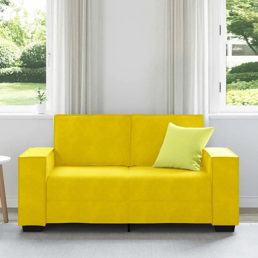 Sofá de 2 lugares veludo 120 cm amarelo