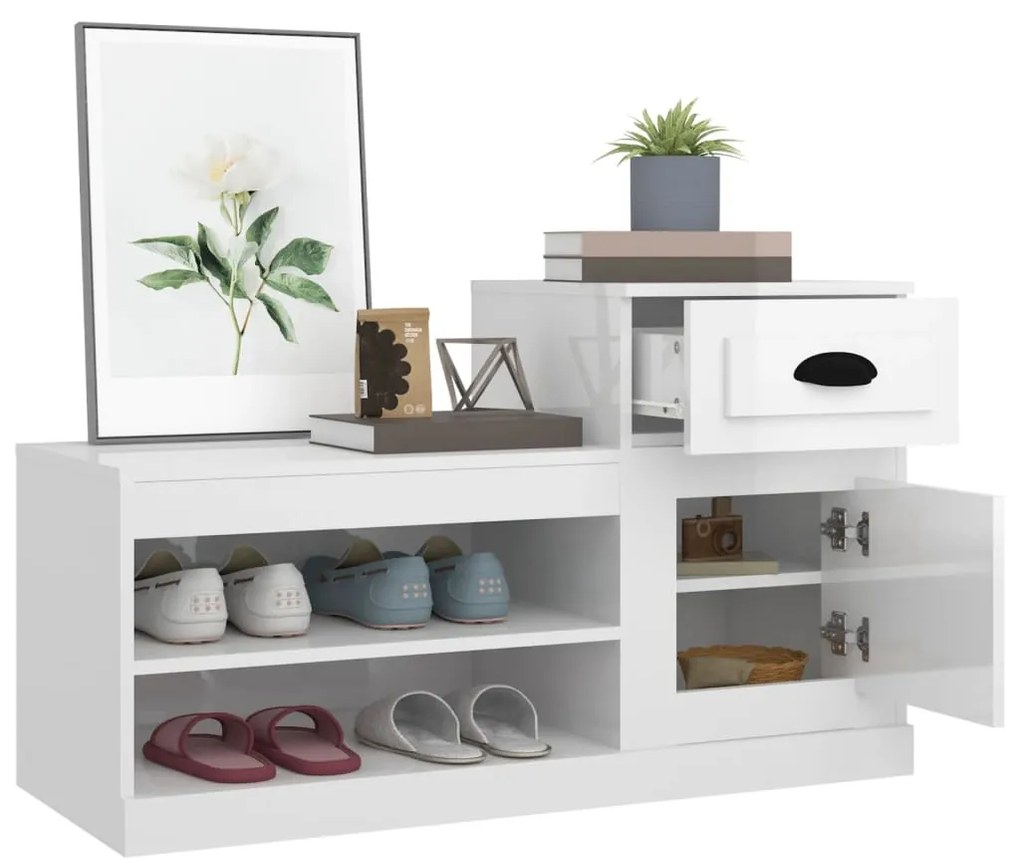 Sapateira 100x42x60 cm derivados de madeira branco brilhante