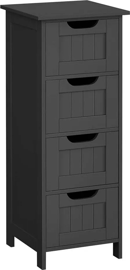 Armário casa de banho com 4 gavetas 30 x 30 x 82 cm preto