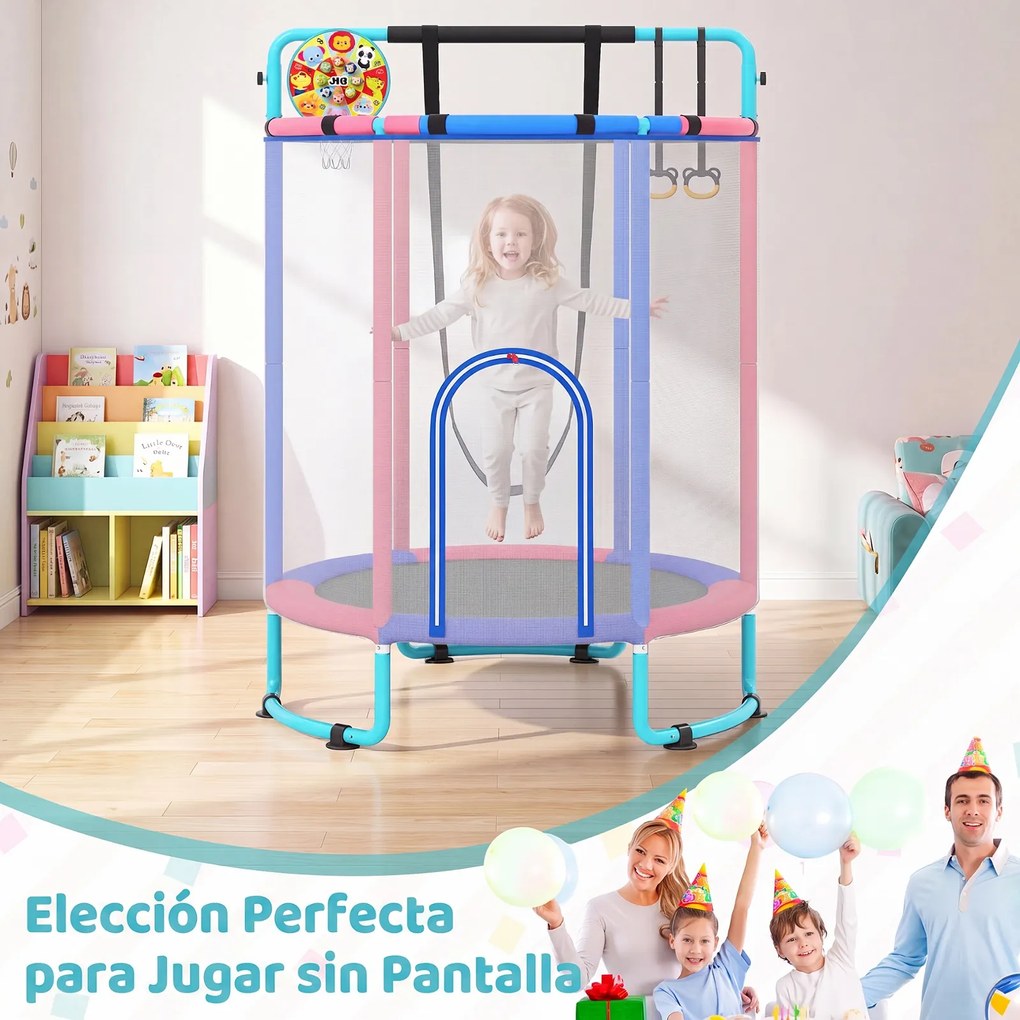 Trampolim Infantil Multifunções, 154 x 154 x 210 cm, Seis Atividades em Um, Azul
