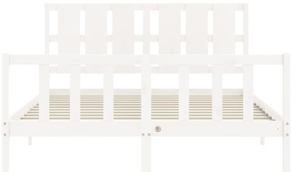 Estrutura de cama King Size com cabeceira madeira maciça branco