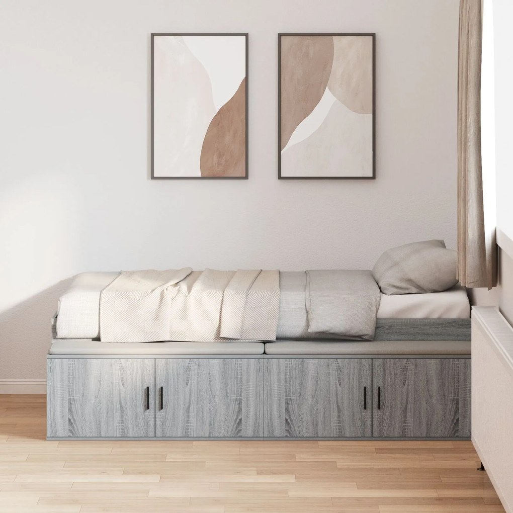 Cama de Armazenamento Cinza Sonoma 80x200 cm