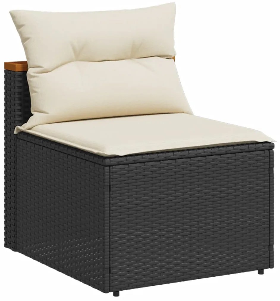 5 pcs conjunto sofás de jardim com almofadões acácia e vime PE
