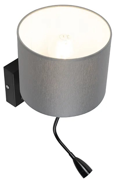 Candeeiro de parede moderno preto com cúpula cinzenta - Brescia