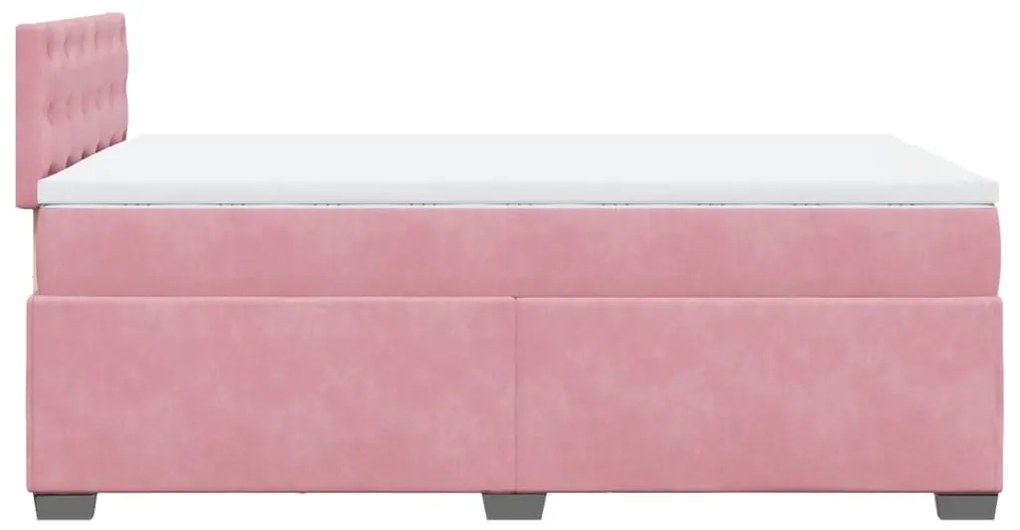 Cama boxspring com colchão 120x200 cm veludo rosa