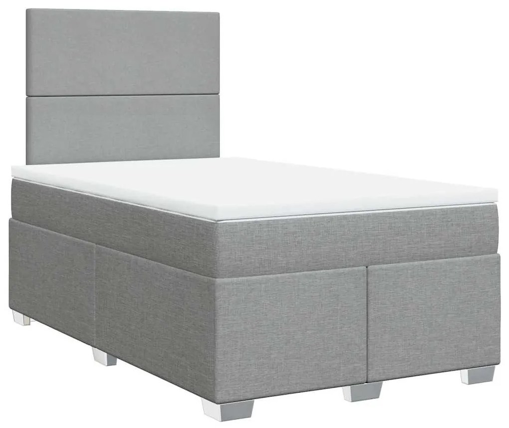 Cama com molas/colchão 120x200 cm tecido cinza-claro