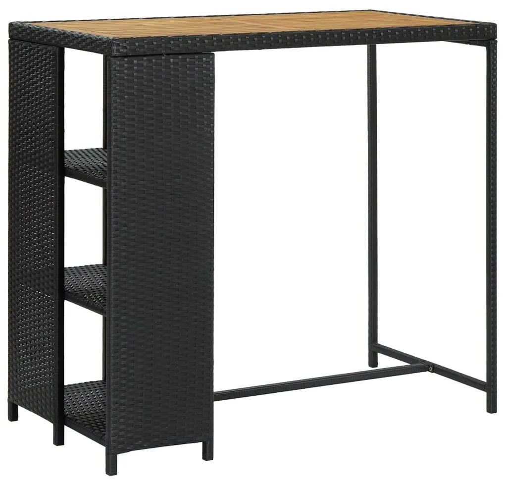 5 pcs conjunto de bar p/ jardim c/ almofadões vime PE preto