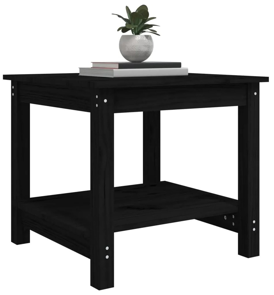 Mesa de centro 50x50x45 cm madeira de pinho maciça preto
