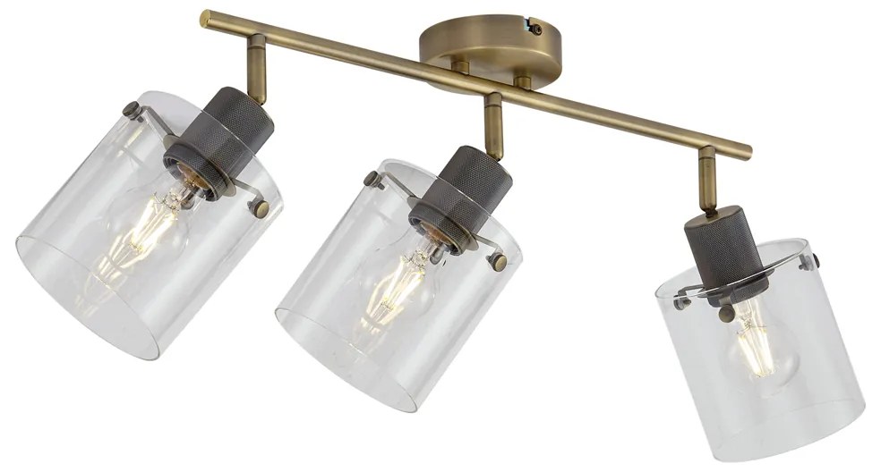 Foco de teto de design bronze com vidro transparente 3 luzes - Domo Moderno