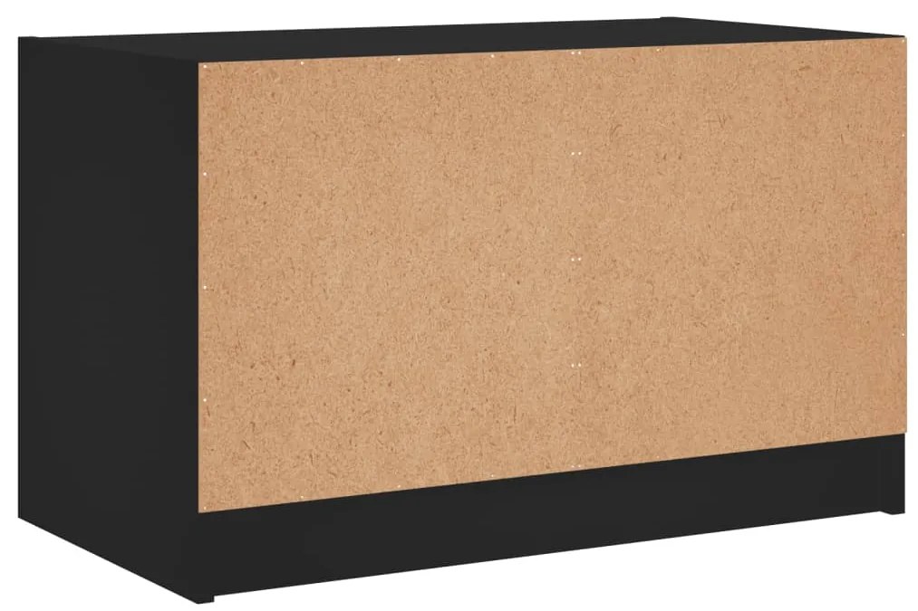 Móvel de TV c/ portas de vidro 68x37x42 cm preto