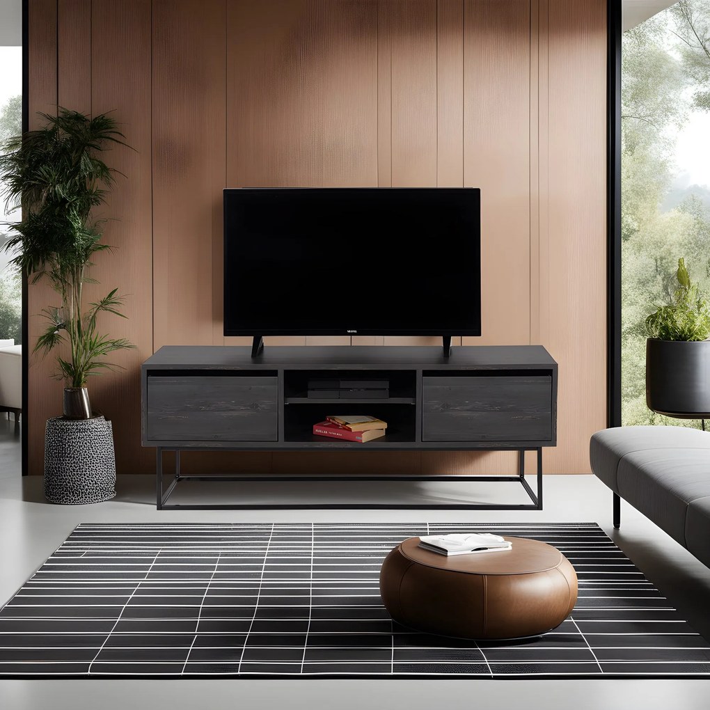 Móvel TV Escape – Castanho Escuro e Preto – 140 cm x 50 cm x 40 cm