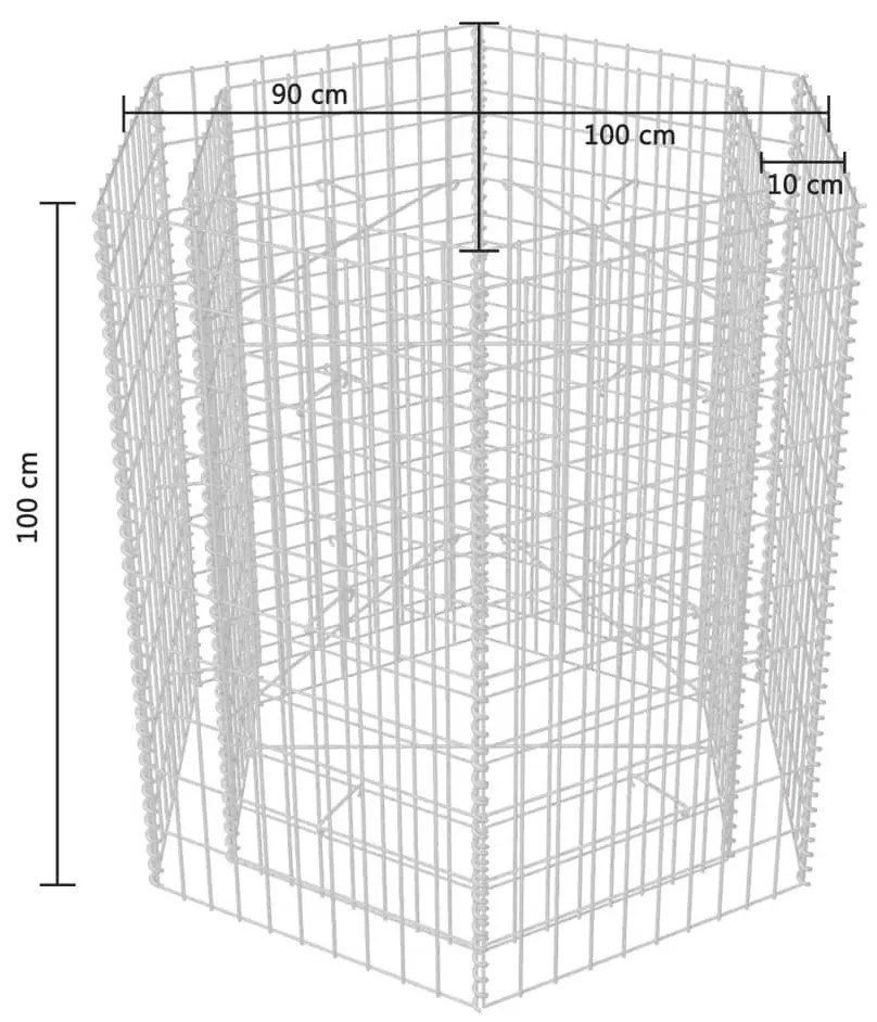 Canteiro elevado/cesto gabião hexagonal 100x90x100 cm