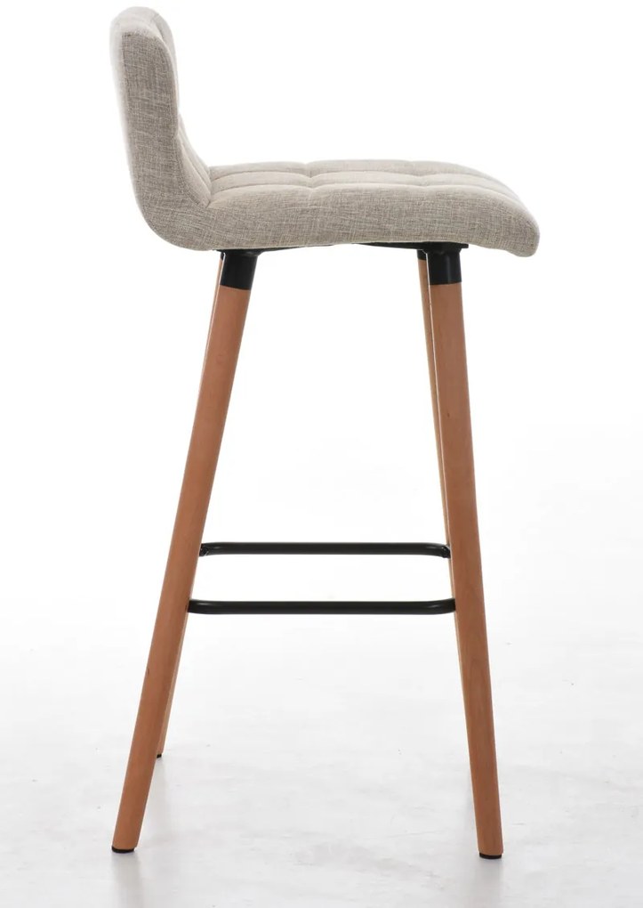 Banco de bar Lincoln em tecido 42 x 94 x 49 cm Creme