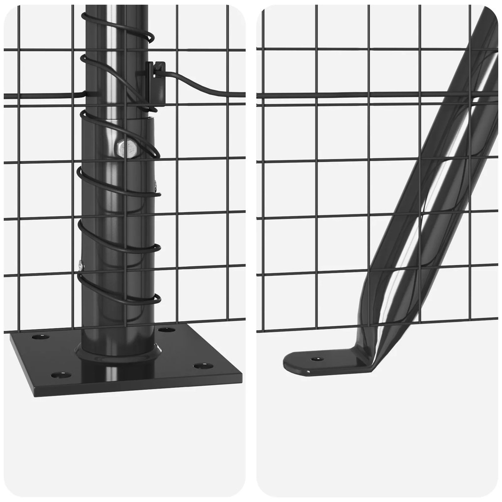 Conjunto de Poste de Cerca Conjunto de 2 Cinza Metal 10 x 1 m