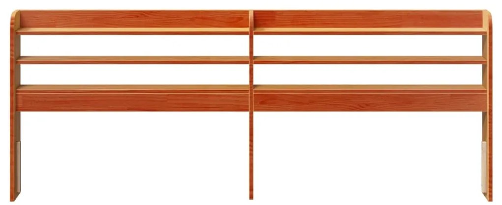 Cabeceira com prateleiras 180 cm pinho maciço castanho-mel