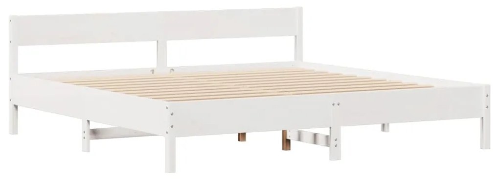 Cama sem colchão 160x200 cm madeira de pinho maciça branco