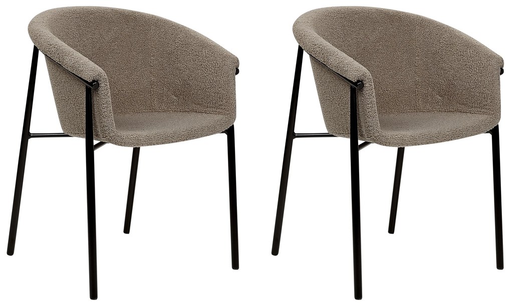 Conjunto de 2 cadeiras de jantar em tecido bouclé taupé AMES Beliani