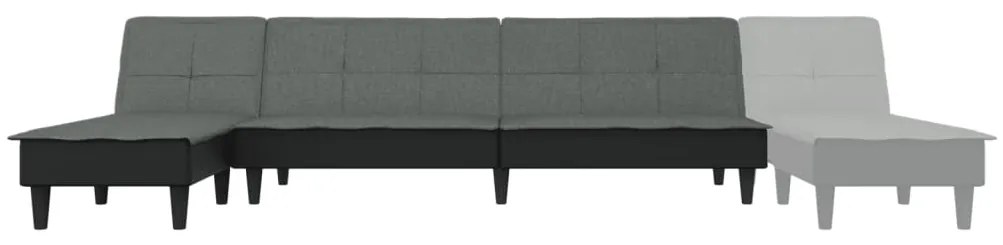 Sofá-cama em forma de L 255x140x70 cm tecido cinzento-escuro