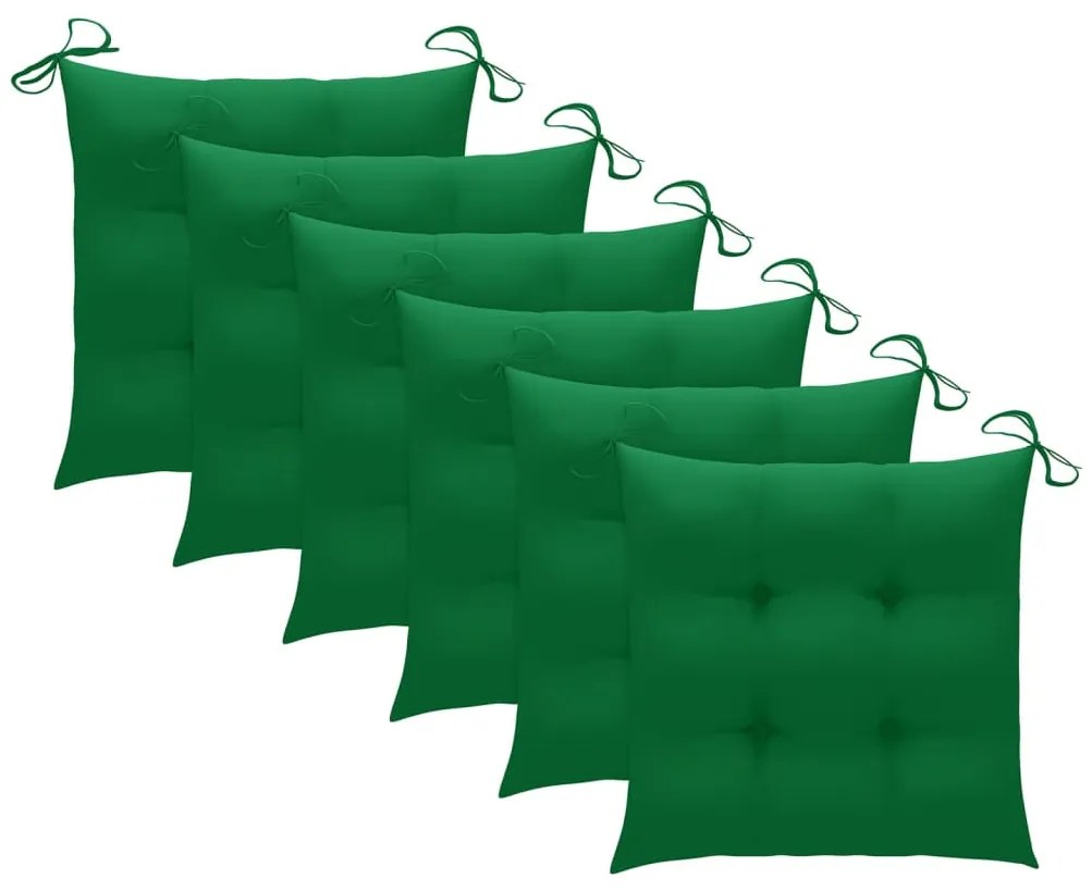 Cadeiras de jantar p/ jardim 6 pcs c/ almofadões acácia maciça