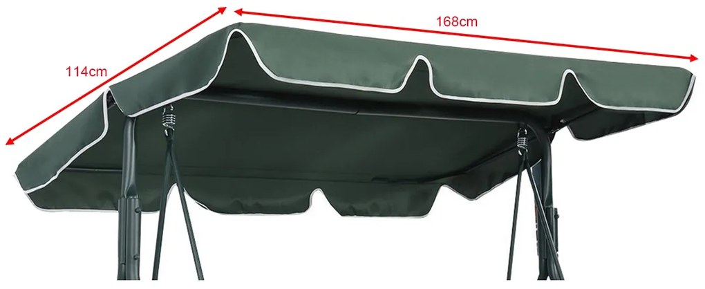 Toldo de Substituição impermeável para Baloiço jardim pátio Pátio Poliéster 168 x 114 cm (Baloiço não incluido) Verde