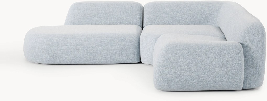Sofá de canto modular em bouclé com chaise longue Wolke (4 lugares)
