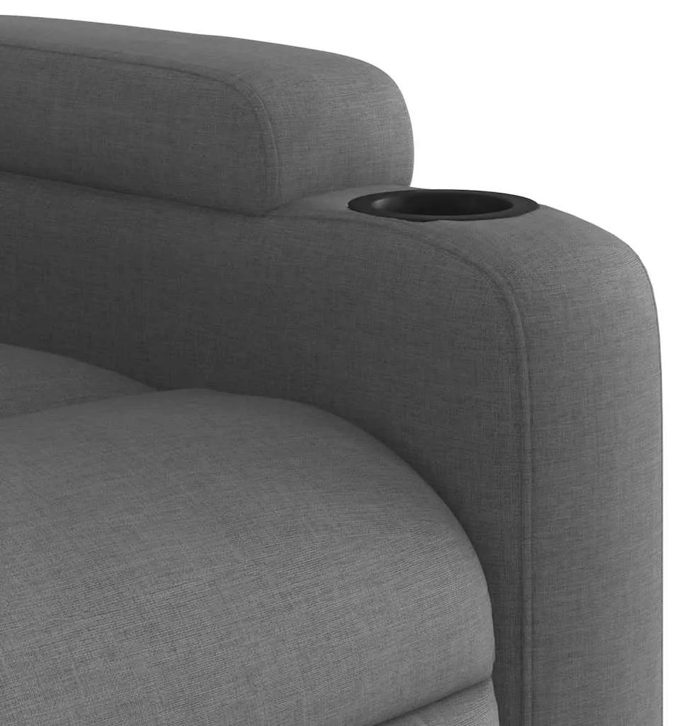 Poltrona elevatória de massagens tecido cinzento-escuro