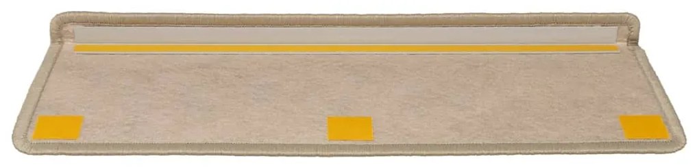 Tapetes escada adesivos aspeto sisal 15pcs 65x21x4cm cor areia