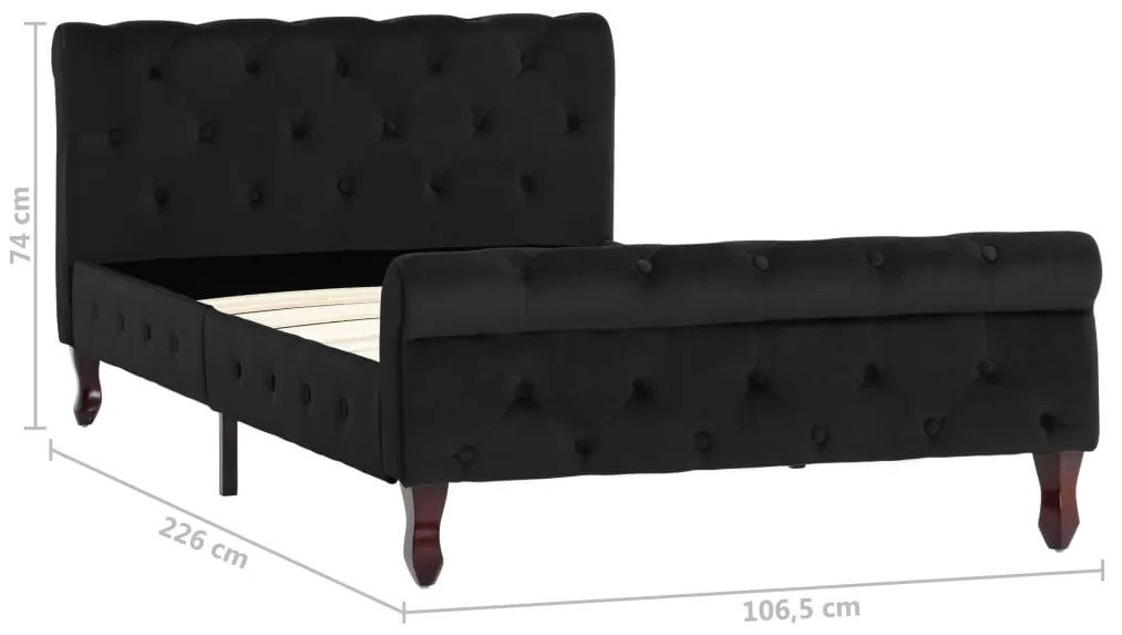 Estrutura de cama 100x200 cm veludo preto