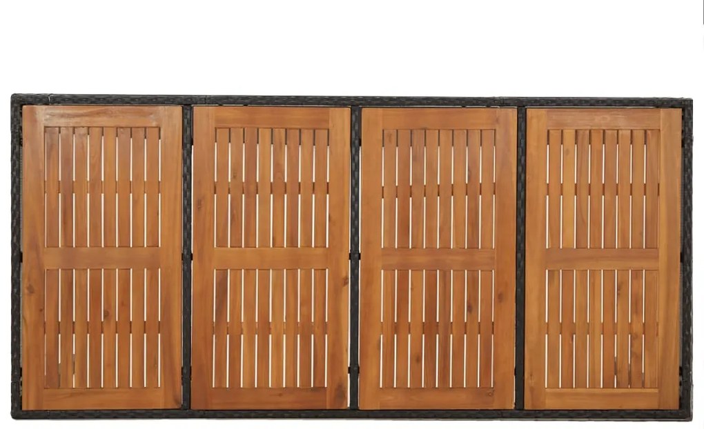9 pcs conjunto de jantar p/ jardim c/ almofadões vime PE preto
