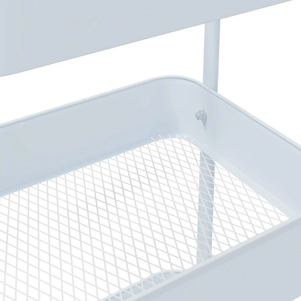 Carrinho de arrumação com 3 níveis 42x41,5x77 cm aço branco