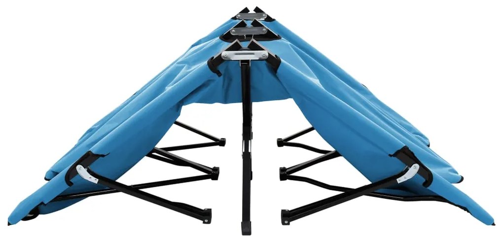 Espreguiçadeira/cama dobrável para 2 pessoas aço azul