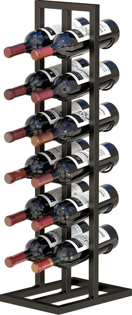 Garrafeira para 12 garrafas 31 (L) x 23 (P) x 84,5 (A) cm, prateleira para vinhos em metal de estilo industrial, porta-garrafas com pé para cozinha, b