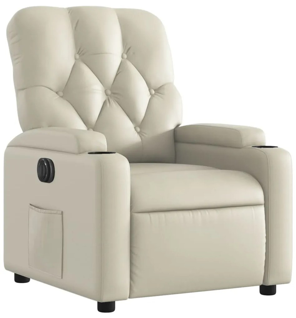 Poltrona reclinável elétrica couro artificial cor creme