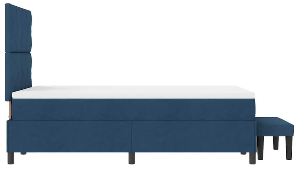 Cama Box Spring com Colchão &amp; Banco Azul 120x200 cm Tecido
