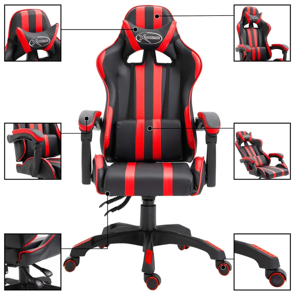 Cadeira de gaming couro artificial vermelho