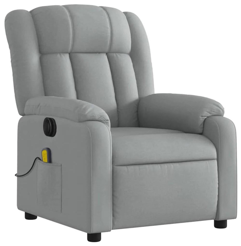 Poltrona de massagens reclinável elétrica tecido cinzento-claro