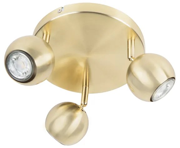 Projetores redondos retro em latão com placa de teto 3-luzes - Gissi Moderno