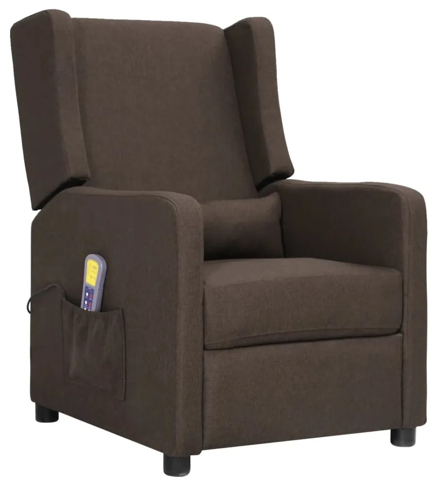 vidaXL Poltrona de massagens reclinável tecido castanho
