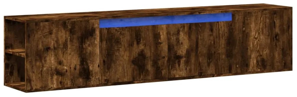Móvel de parede p/ TV luzes LED 180x31x39,5 cm carvalho fumado
