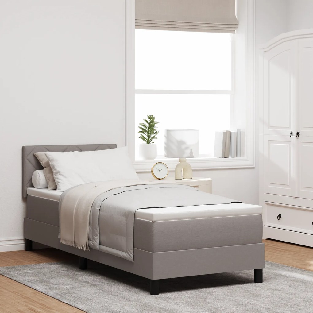 Cama Box Spring com Colchão Taupe 80x200 cm Tecido