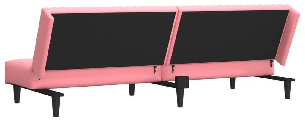 Sofá-cama de 2 lugares veludo rosa