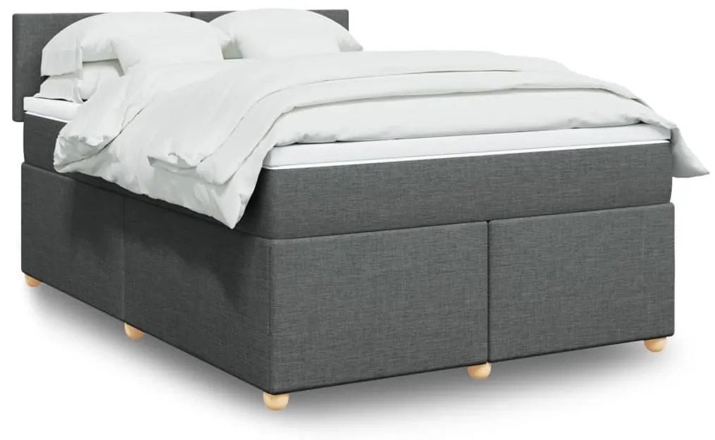 vidaXL Cama com molas/colchão 140x200 cm tecido cinzento-escuro