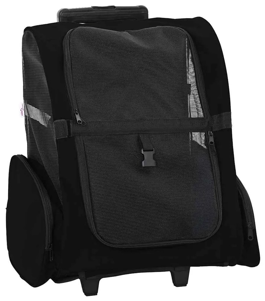 vidaXL Carrinho para animais de estimação 3 em 1 Design Preto 48x32x57 cm Tecido Oxford