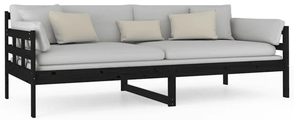 Sofá-cama 90x200 cm madeira de pinho maciça preto